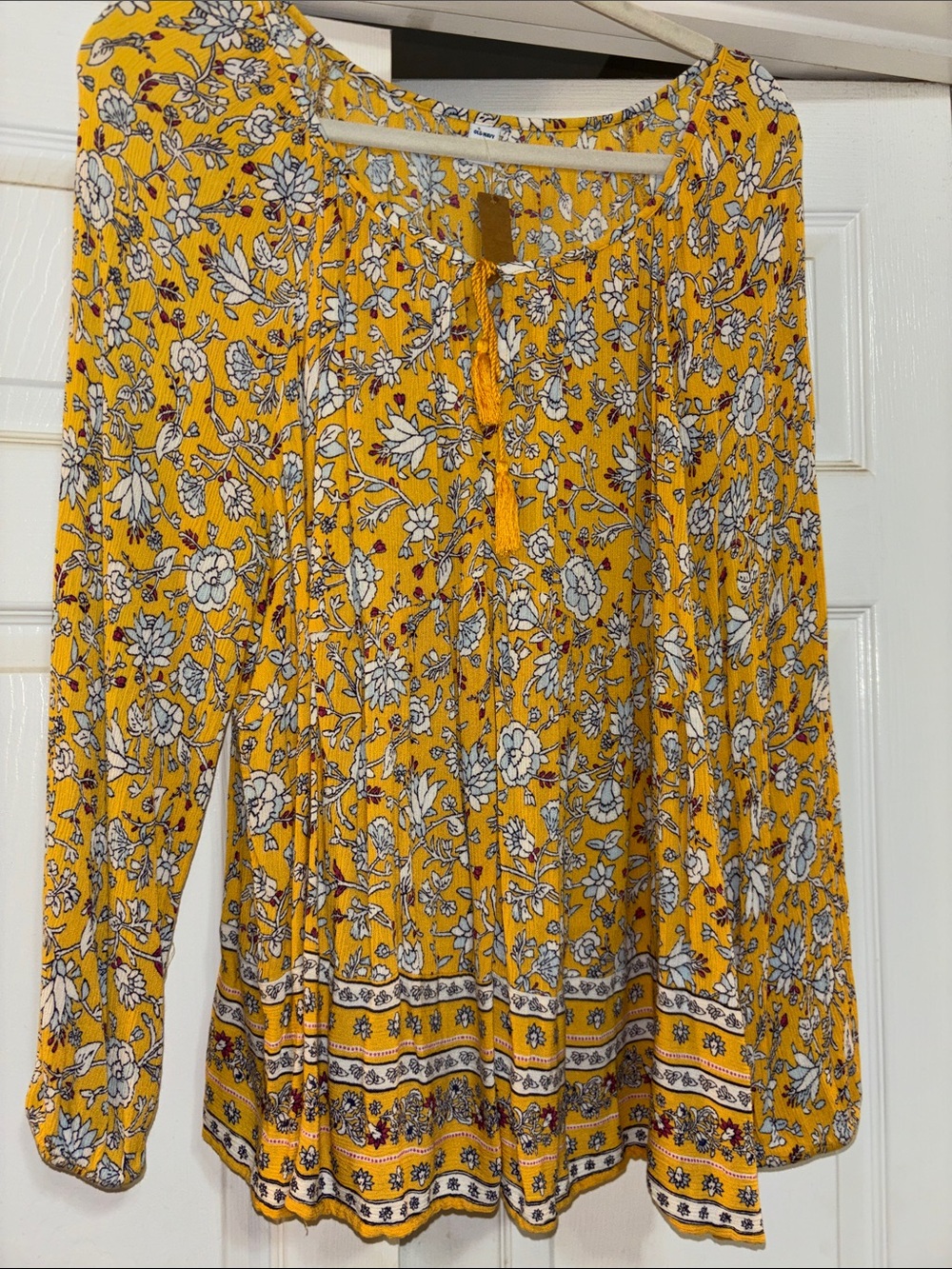 Old Navy Yellow Floral Tie-Neck Boho Tunic  XXL